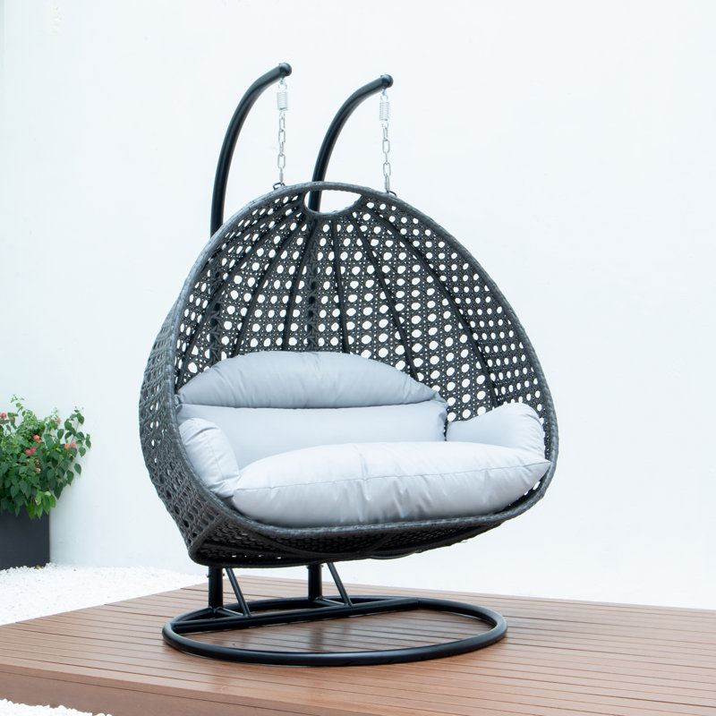 LeisureMod Wicker Hanging Egg Double Swing Chair with Stand Wayfair